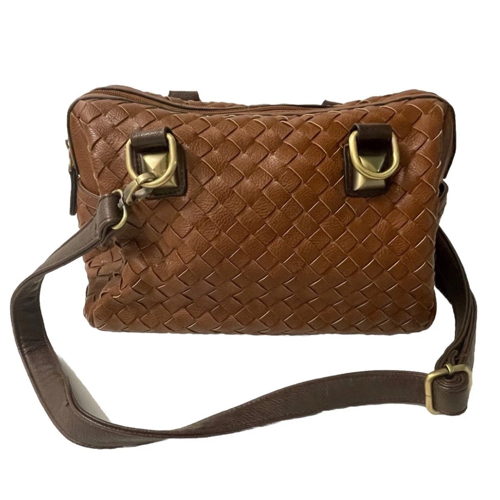 Naturalizer Women's Brown Woven Faux Leather Crossbody Purse Boho Medium Size